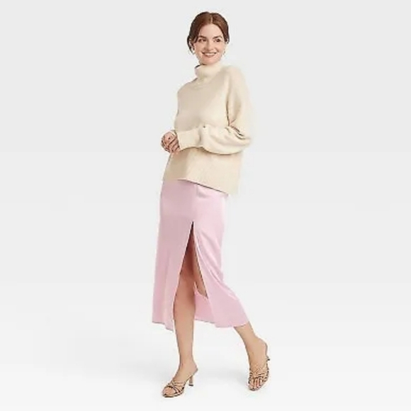 Women's Satin Slip Skirt - A New Day Light Pink - Picture 2 of 2